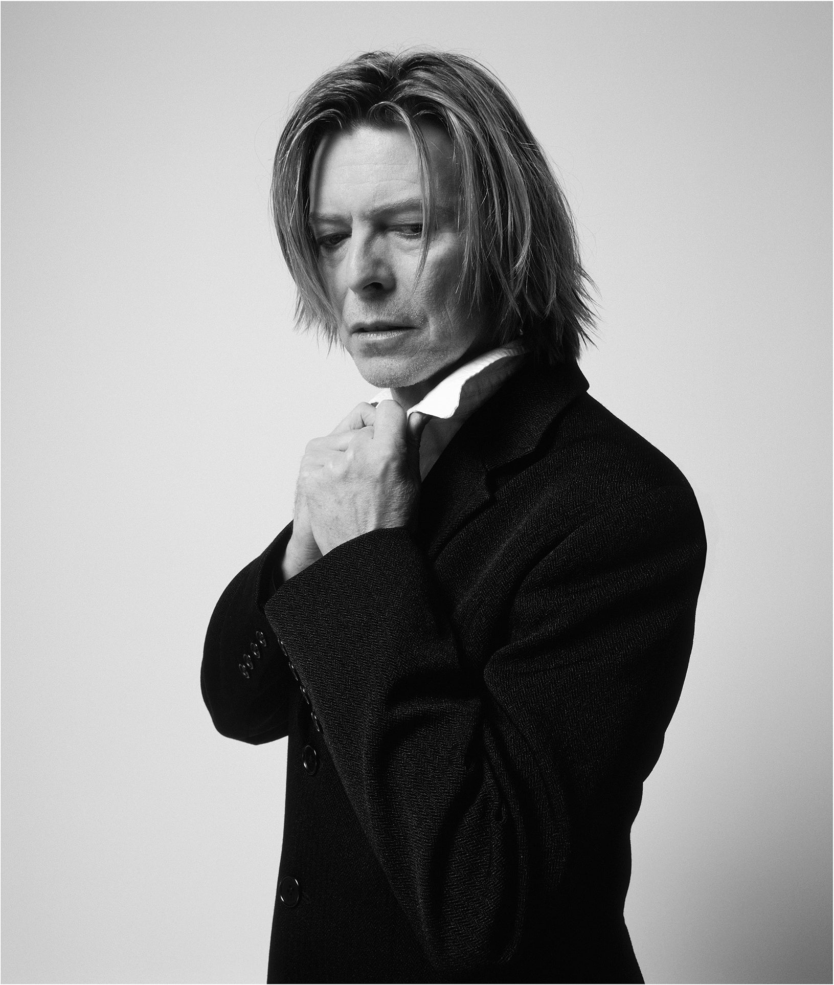 Bowie In Black Jacket Looking Down NYC 2002