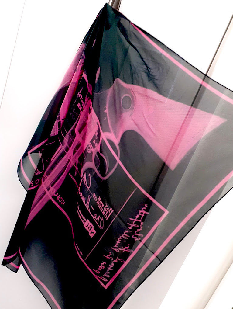 Elvis Gun Cheque Silk Scarf