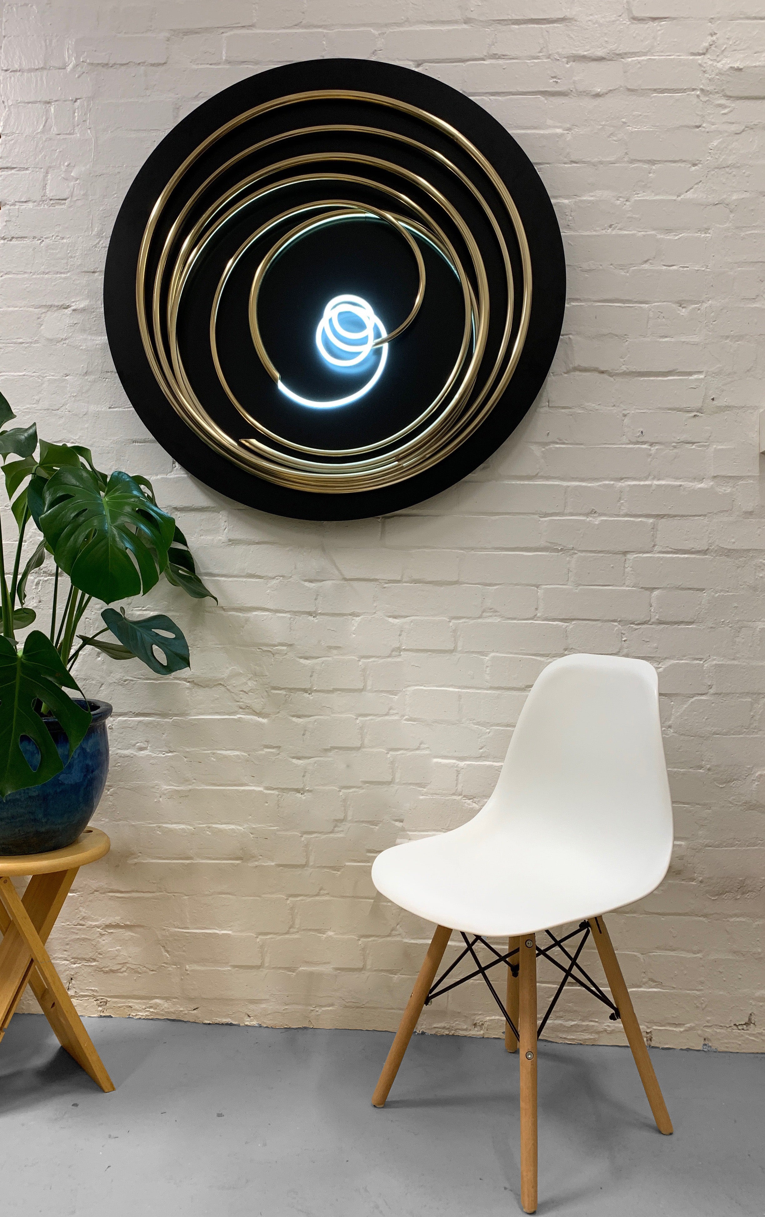 White Neon in Gold Spiral