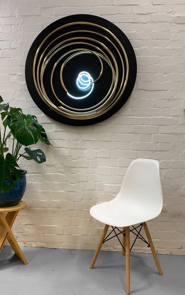 West Contemporary Editions - White Neon in Gold Spiral - contemporary ...